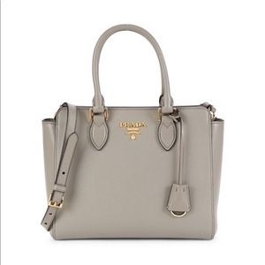 Prada gray tote bag. Beautiful! 💯 authentic,  Length 10” x height 9”